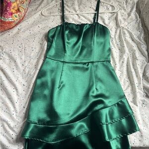 Speechless Emerald Green Satin Mini Dress